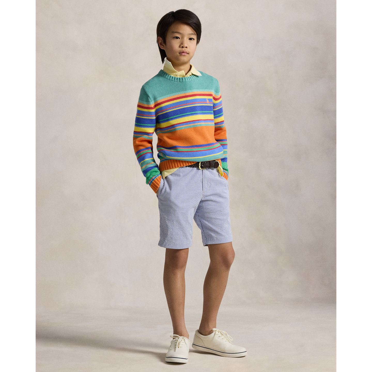 Шорты Ralph Lauren Stretch Cotton Seersucker Short, цвет: Синий — фото 4