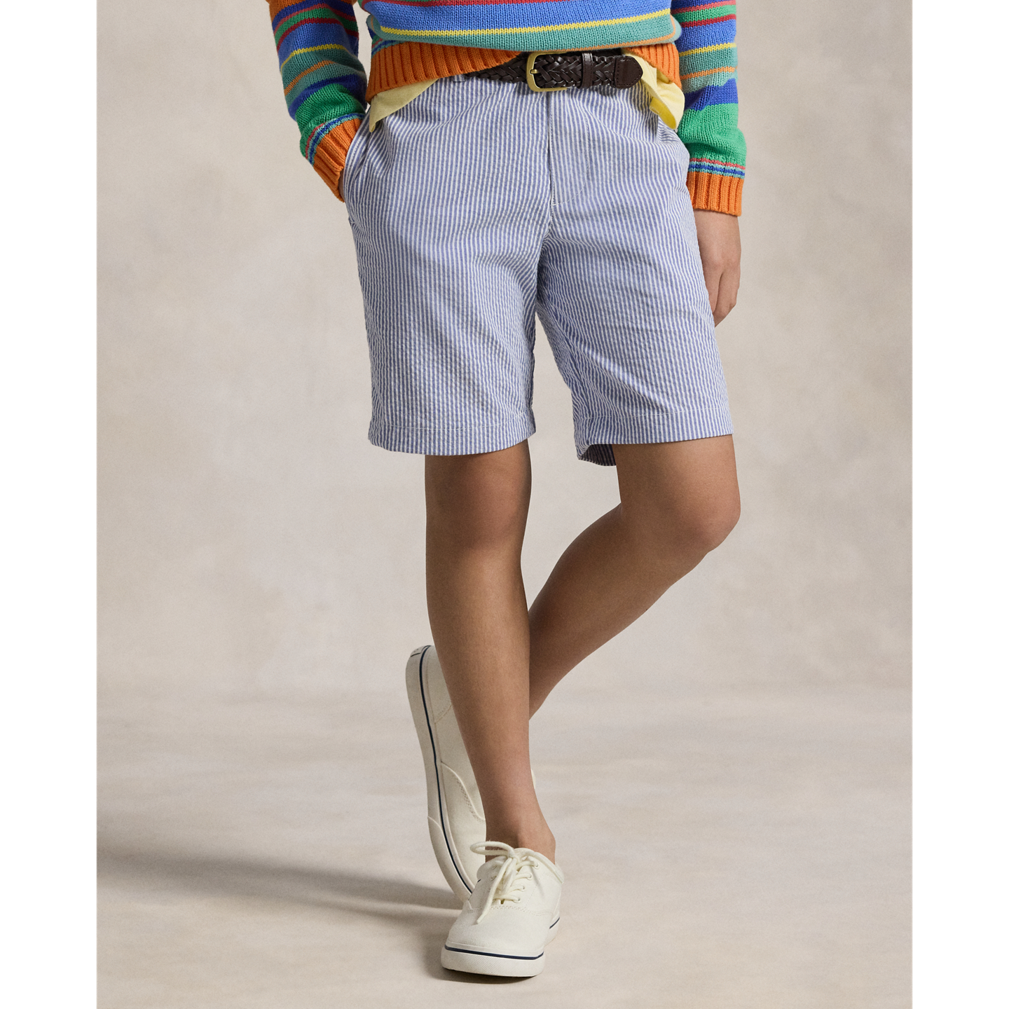 Шорты Ralph Lauren Stretch Cotton Seersucker Short, цвет: Синий — фото 2