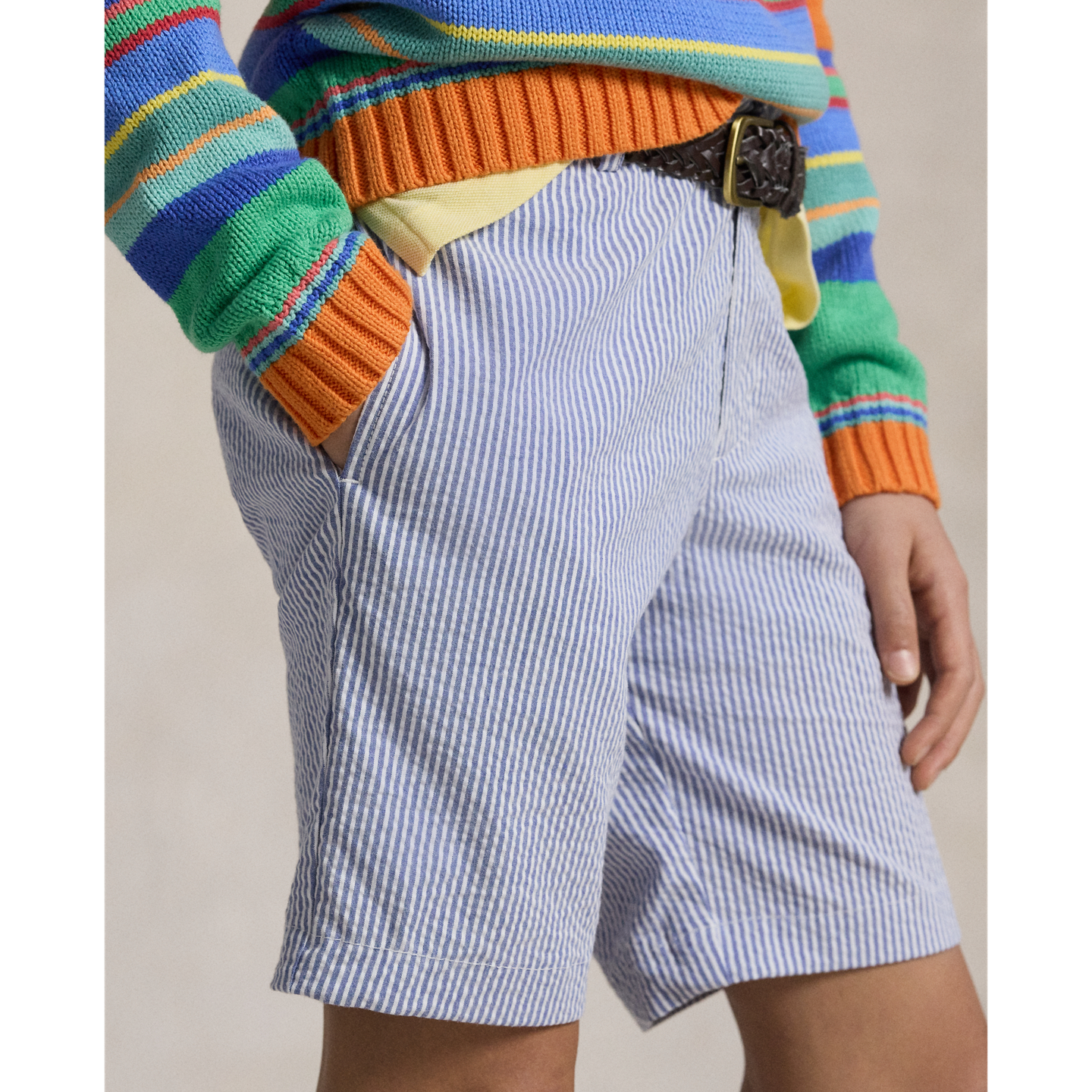 Шорты Ralph Lauren Stretch Cotton Seersucker Short, цвет: Синий — фото 3