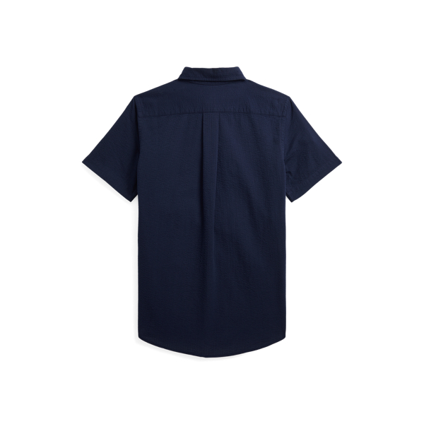 Astoria Navy Cotton Seersucker Short-Sleeve Shirt Boys 8-20 for summer 2
