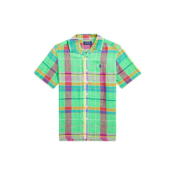 Plaid Linen Camp Shirt Boys 6-14 Years 1