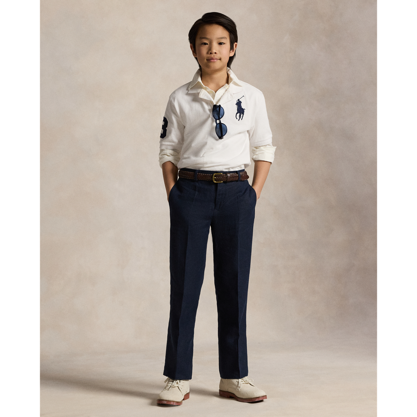 Детские брюки Ralph Lauren Linen Suit Trouser, цвет: Тёмный тёмно-синий — фото 4