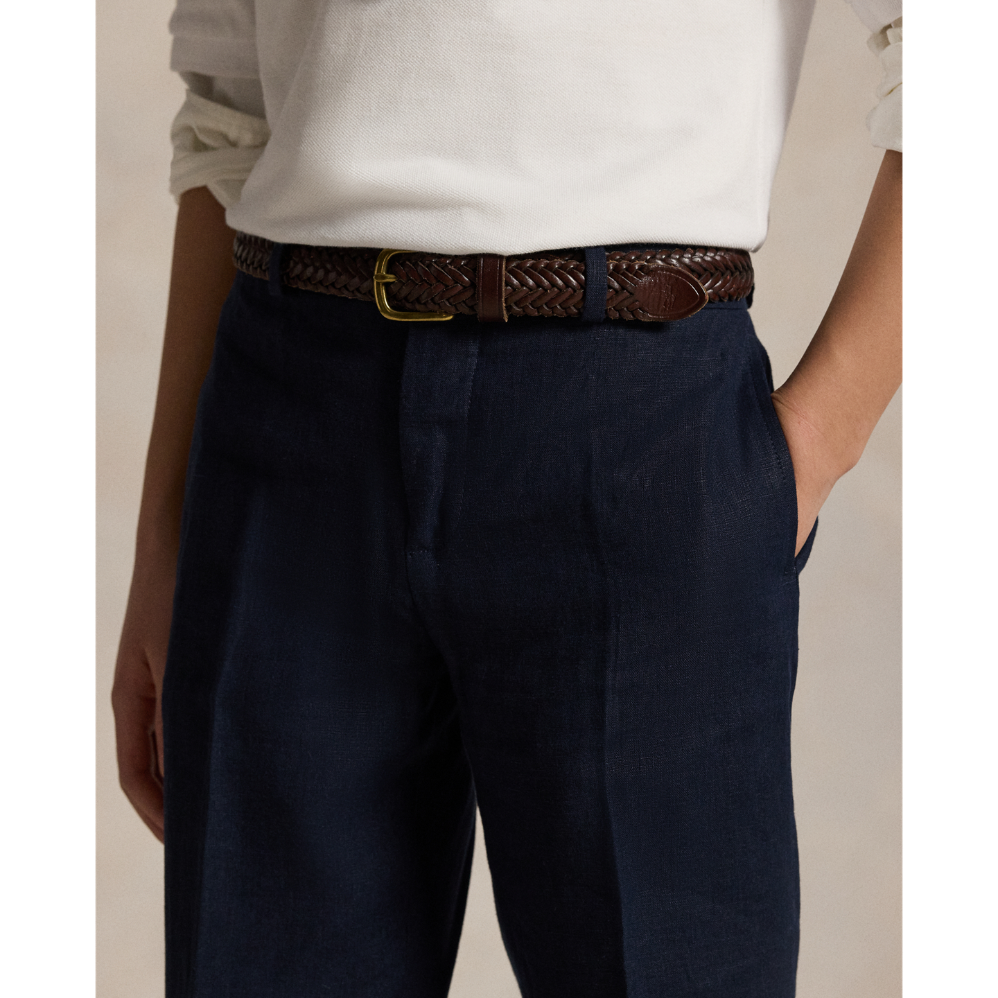 Детские брюки Ralph Lauren Linen Suit Trouser, цвет: Тёмный тёмно-синий — фото 3