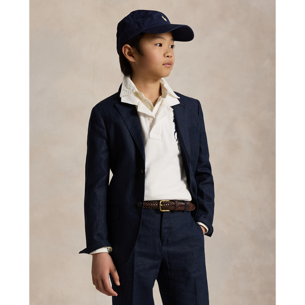 Dark Navy Polo Linen Suit Jacket Boys 8-20 1