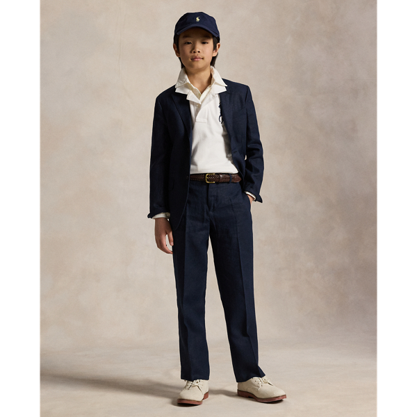 Dark Navy Polo Linen Suit Jacket Boys 6-14 Years 4