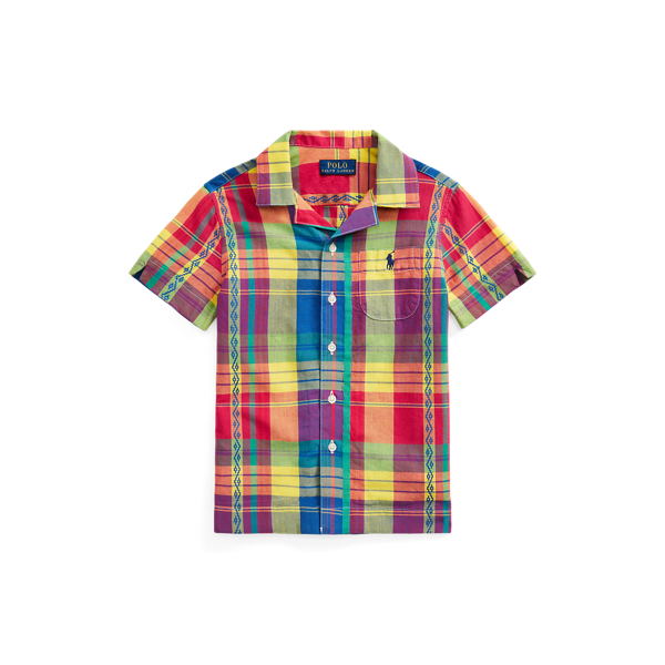 Camicia sahariana in madras di cotone