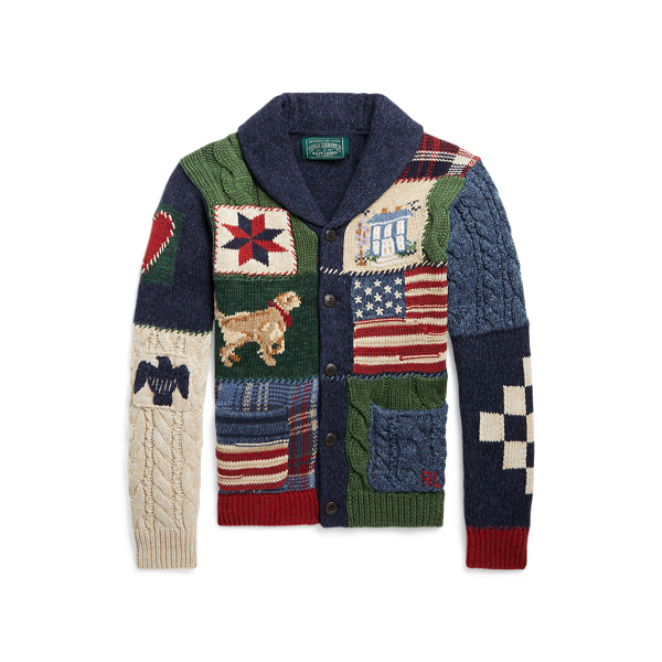 Patchwork Cotton-Blend Shawl Cardigan Boys 8-20 1
