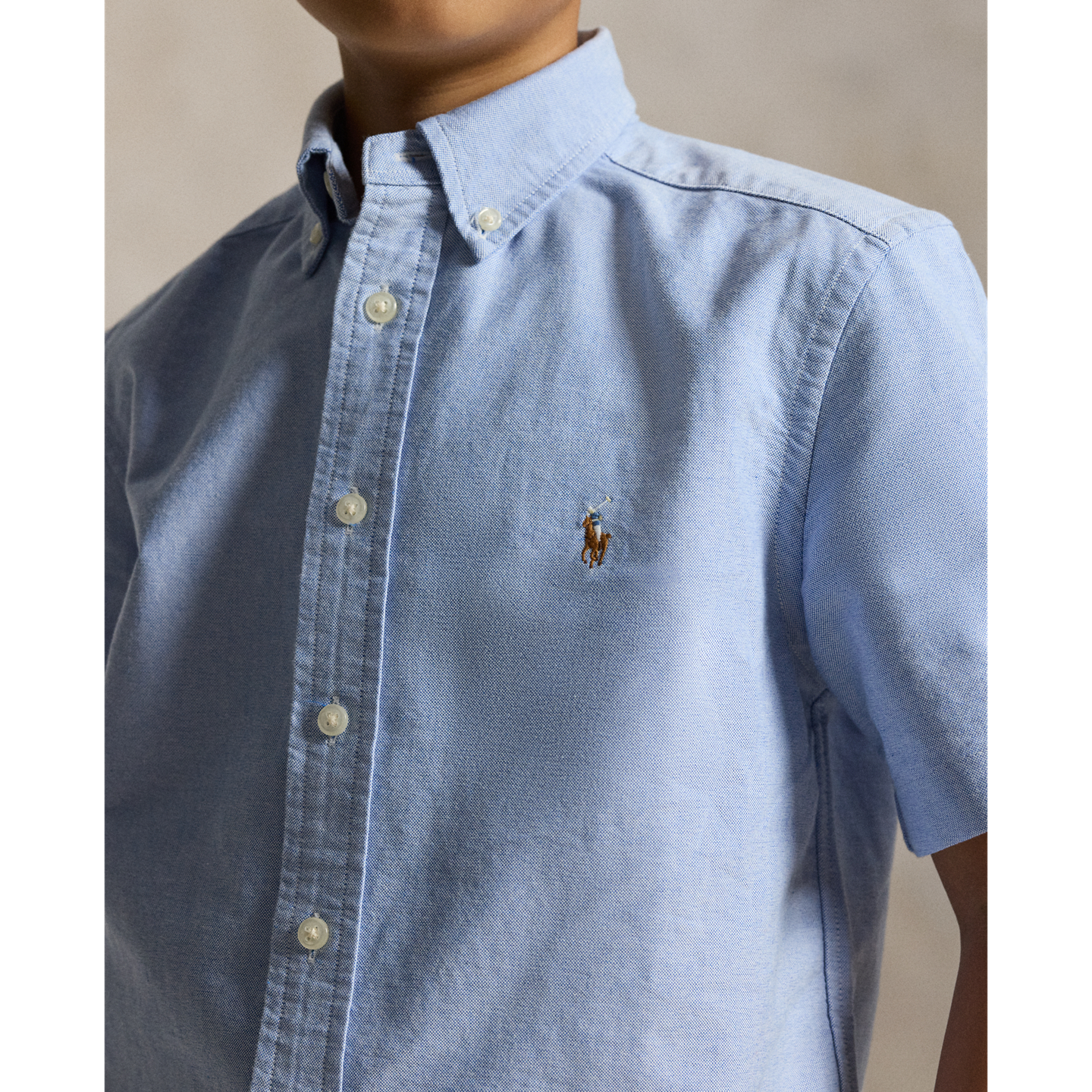 Детская рубашка Ralph Lauren Cotton Oxford Short-Sleeve, цвет: Синий — фото 3