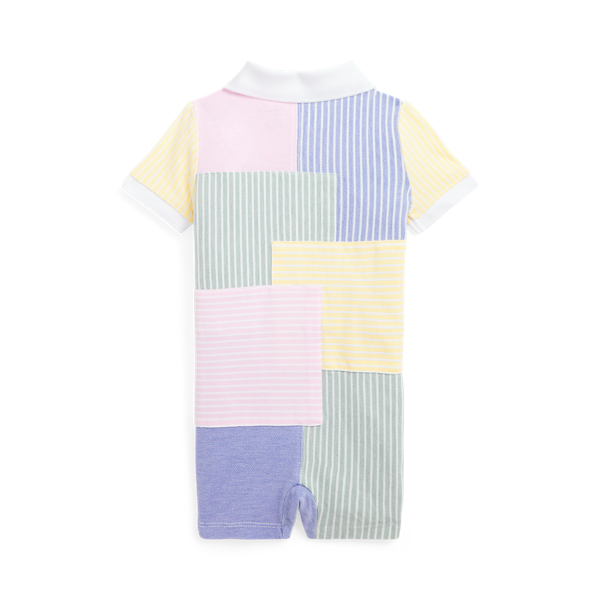 Harbor Island Blue Multi Patchwork Mesh Polo Shortall Baby Boy 2