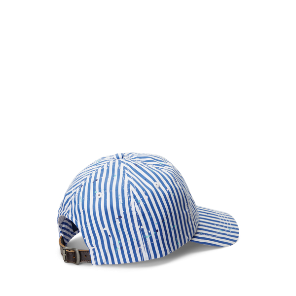Blue/White Multi Crest Striped Poplin Ball Cap Polo Ralph Lauren 2