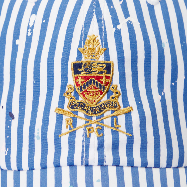 Blue/White Multi Crest Striped Poplin Ball Cap Polo Ralph Lauren 3
