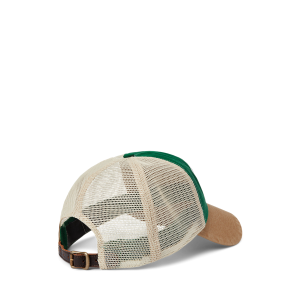 Dryback Tan/ Green Logo-Patch Canvas Trucker Cap Polo Ralph Lauren 2
