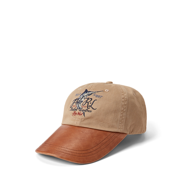 Gorra de sarga con visera de piel