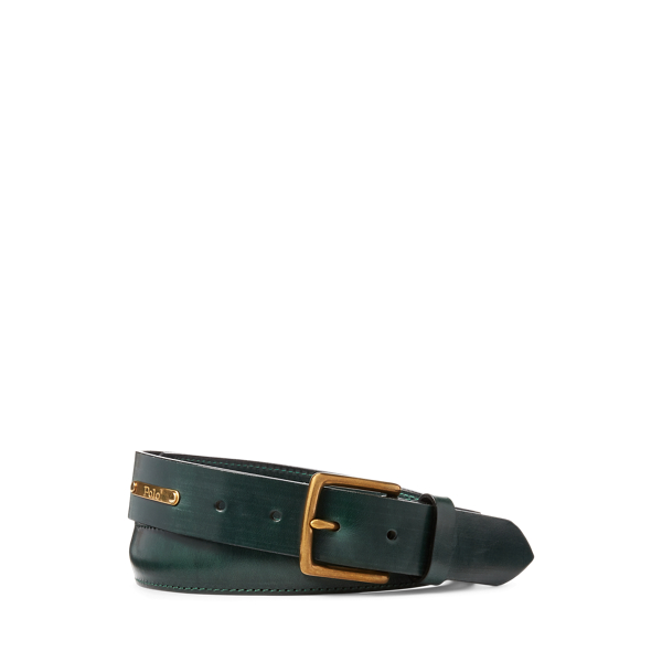 Brass-Buckle Leather Belt