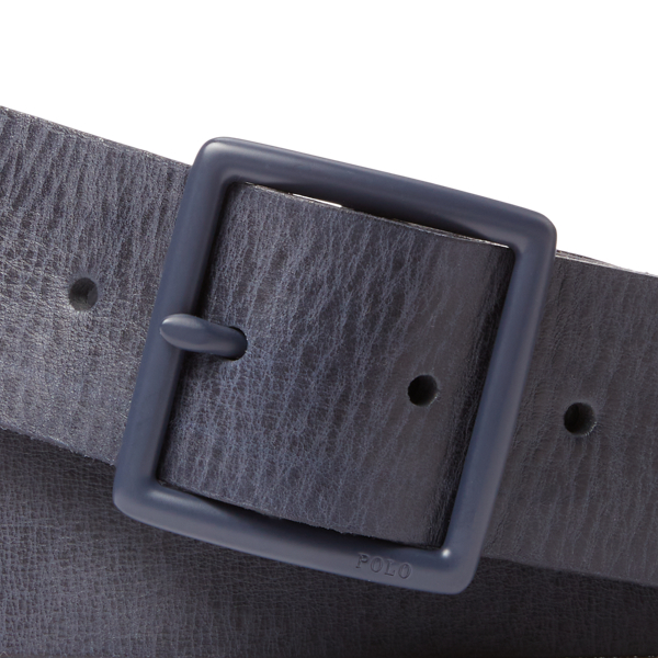 Newport Navy Waxed Leather Belt Polo Ralph Lauren 2