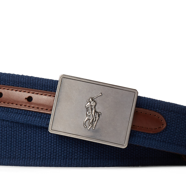 Pony Plaque Canvas & Leather Belt | Ralph Lauren
