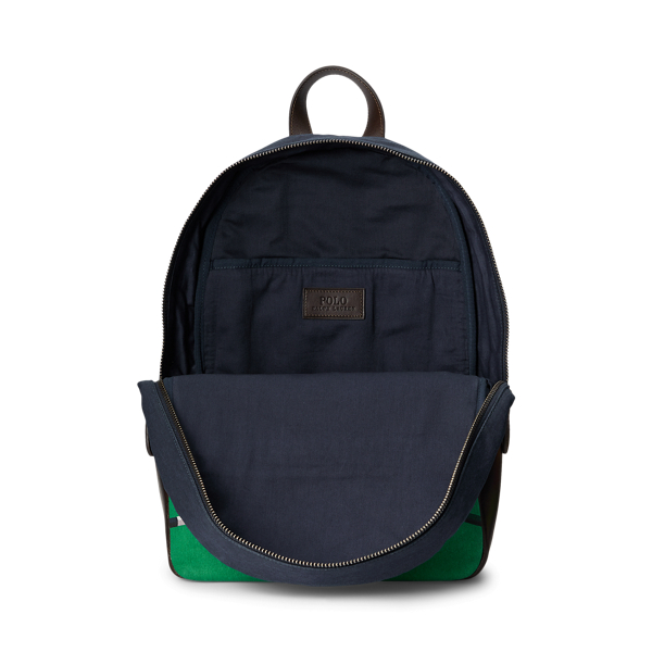 Equestrian-Print Canvas Backpack
