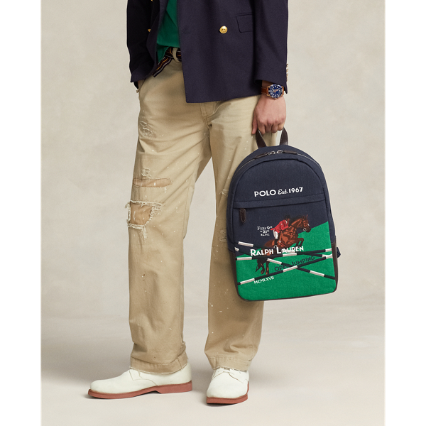 Newport Navy Equestrian-Print Canvas Backpack Polo Ralph Lauren 7