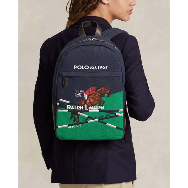 Newport Navy Equestrian-Print Canvas Backpack Polo Ralph Lauren 8
