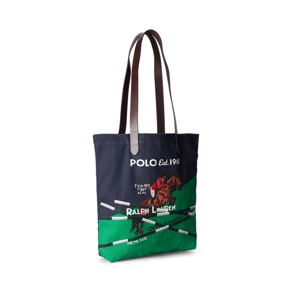 Newport Navy Equestrian-Print Canvas Shopper Tote Polo Ralph Lauren 2