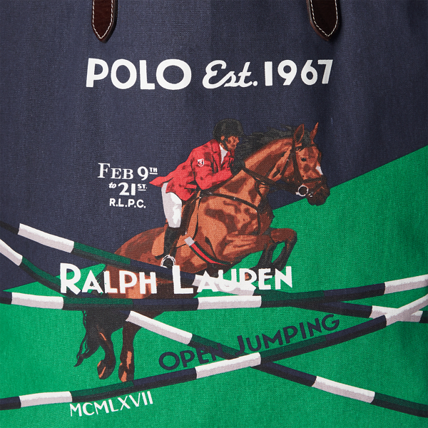 Newport Navy Equestrian-Print Canvas Shopper Tote Polo Ralph Lauren 5