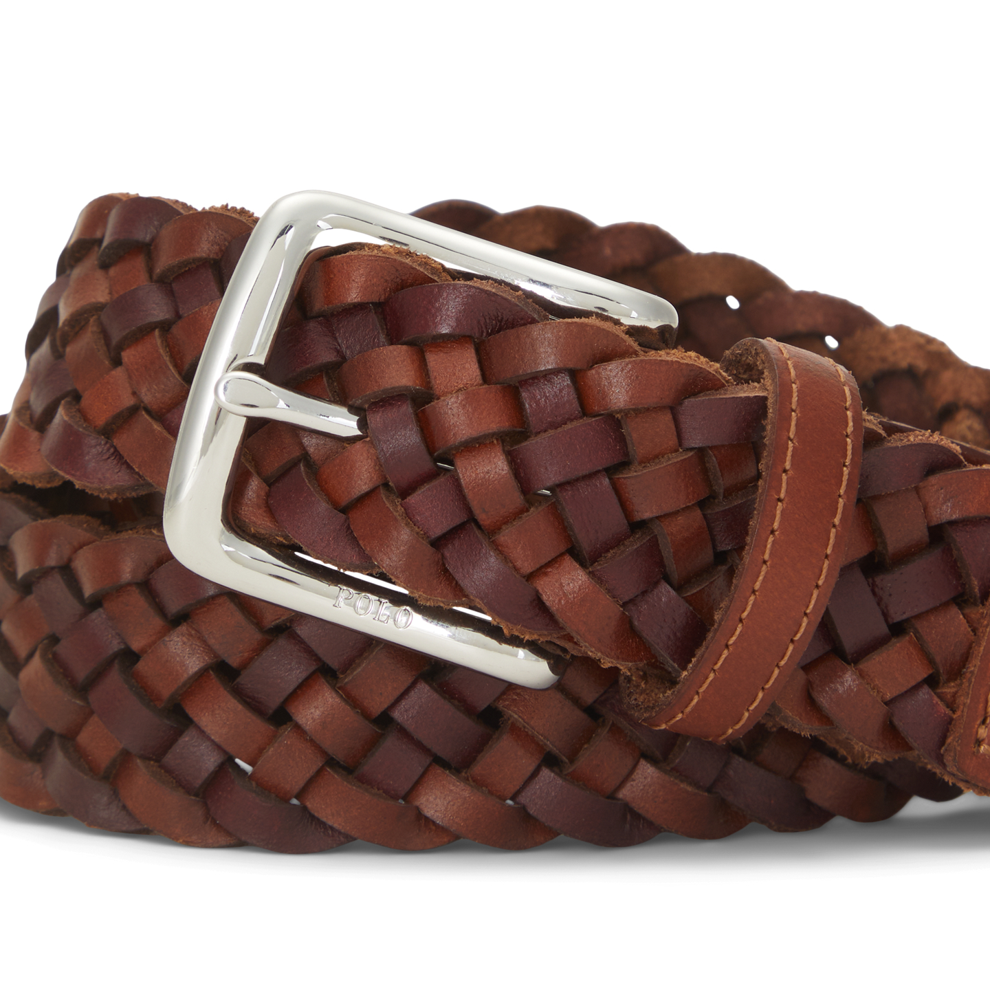 Мужской ремень Ralph Lauren Braided Leather, цвет: Седельно-коричневый / Коричневый — фото 1
