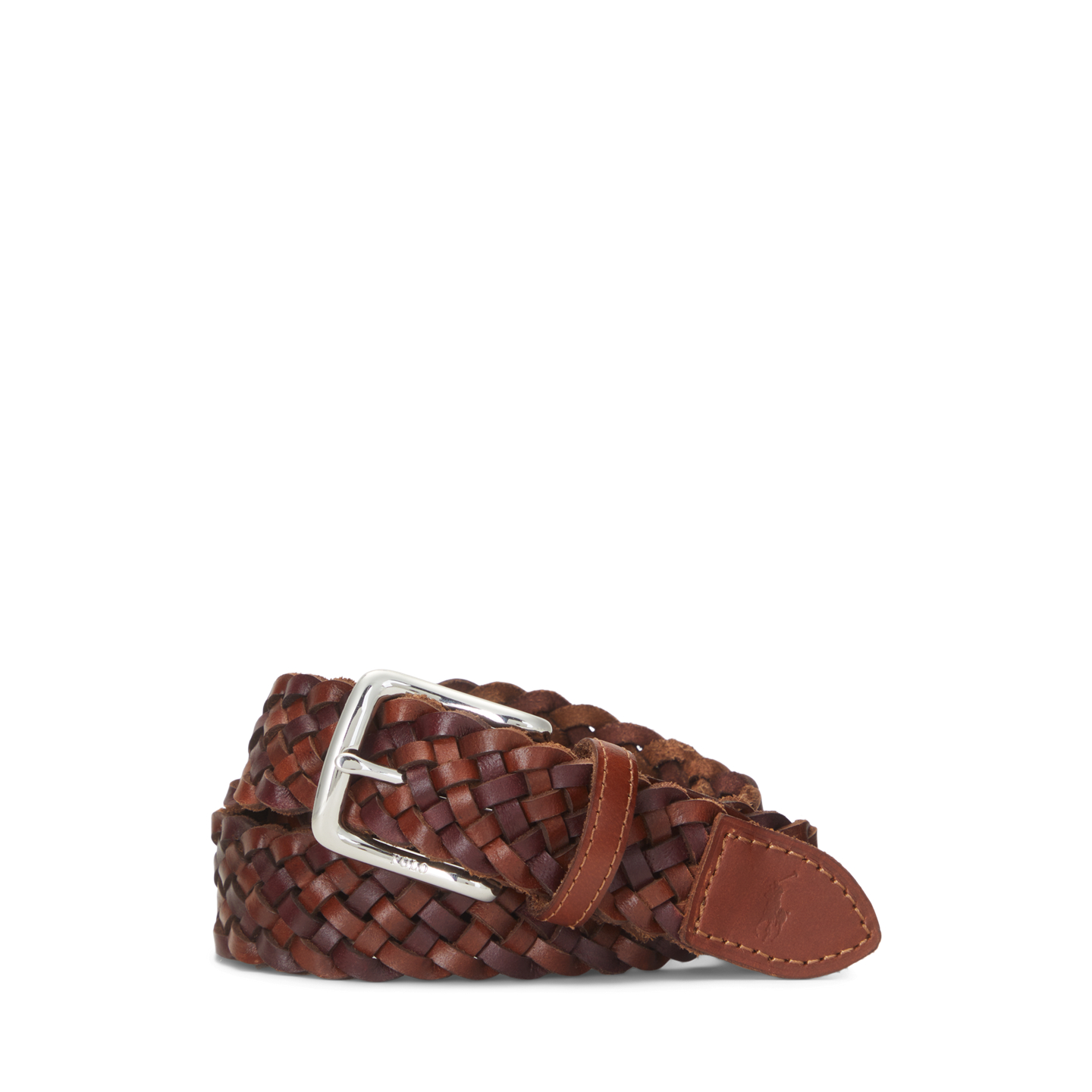 Мужской ремень Ralph Lauren Braided Leather, цвет: Седельно-коричневый / Коричневый — фото 2