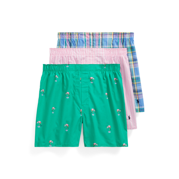 Flamingos/Paradise Plaid Classic Woven Cotton Boxer 3-Pack Polo Ralph Lauren 1