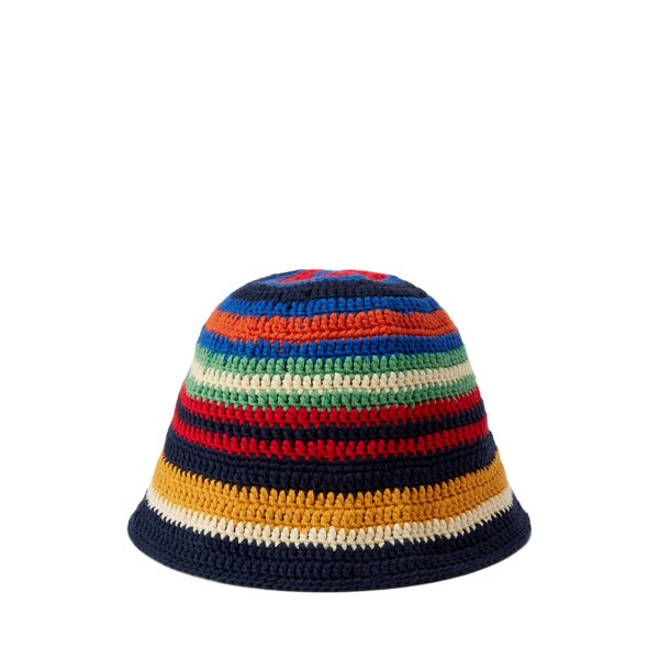 Blue Multi Striped Crocheted Hat Polo Ralph Lauren 2