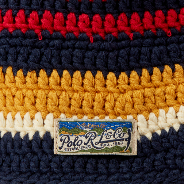 Blue Multi Striped Crocheted Hat Polo Ralph Lauren 3