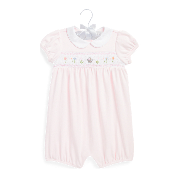 Smocked Cotton Bubble Shortall Baby Girl 1