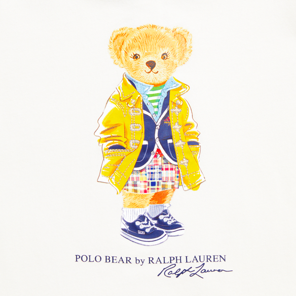 Baumwoll-T-Shirt mit Polo Bear Baby Girl in Deckbeizen-Wei&szlig; 3