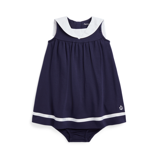 Nautical Cotton Dress &amp; Bloomer Baby Girl 1