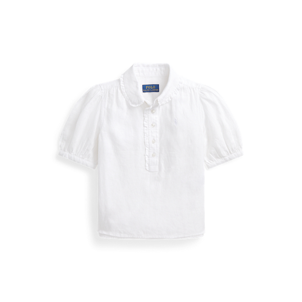 Ruffled Linen Short-Sleeve Shirt