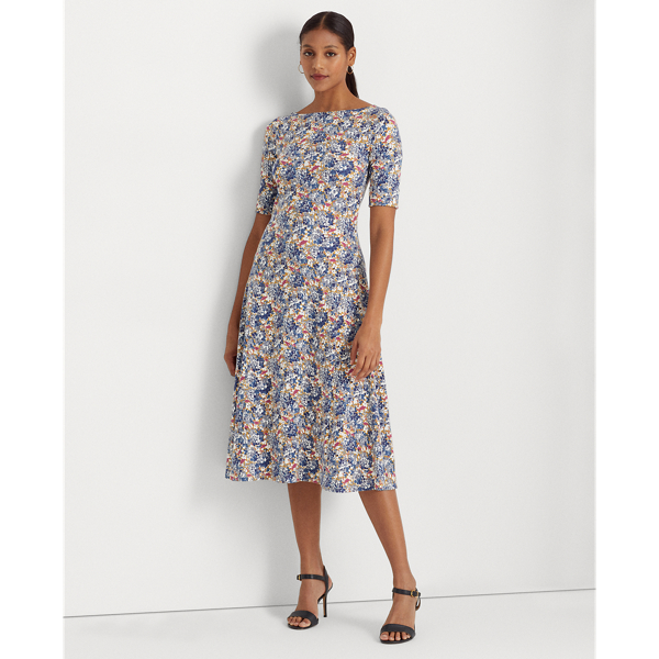knee length dresses for ladies Lauren Ralph Lauren Munzie Rib Knit Stretch Cotton Midi Dress In Light
