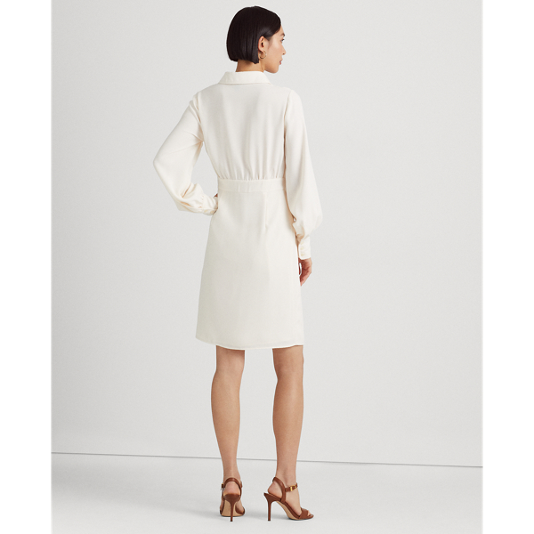Mascarpone Cream Double-Faced Georgette Wrap Dress Lauren 5