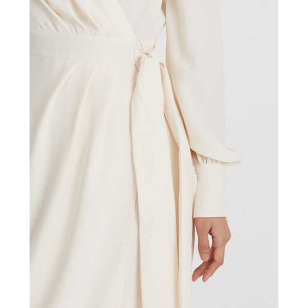 Mascarpone Cream Double-Faced Georgette Wrap Dress Lauren 6