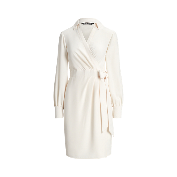 Mascarpone Cream Double-Faced Georgette Wrap Dress Lauren 2