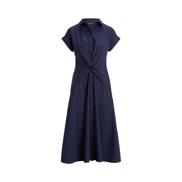 Twist-Front Cotton-Blend Shirtdress Lauren 1