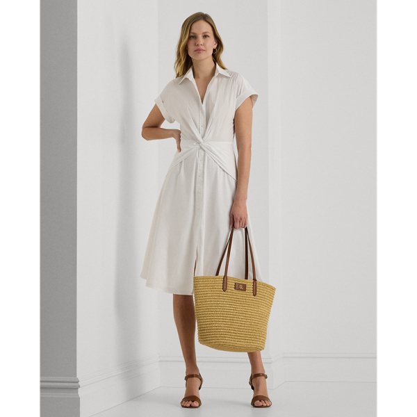 Robe-chemise croisée coton mélangé