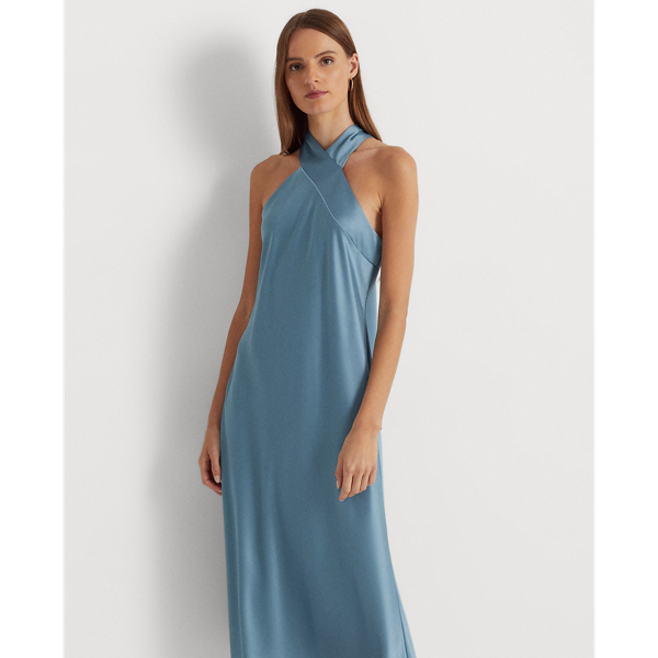 Neckholder-Cocktailkleid aus Charmeuse