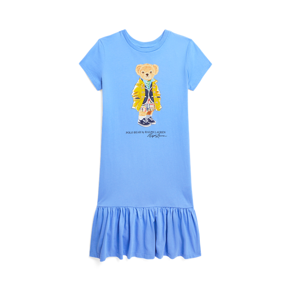 Harbor Island Blue Polo Bear Cotton Jersey Dress Girls 7-14 Years 1