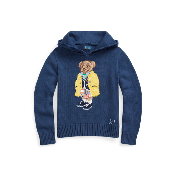 Pull &agrave; capuche Polo Bear en coton Girls 7-14 Years en Bleu rustique 2