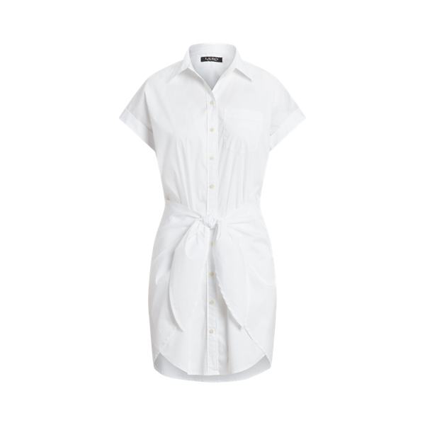 Tie-Front Cotton-Blend Shirtdress