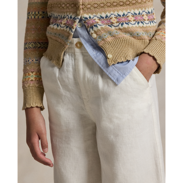 Pantal&oacute;n de lino de pernera ancha Girls 7-16 en Blanco Deckwash 5