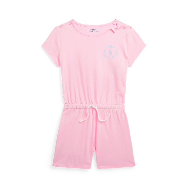 Carmel Pink Big Pony Logo Cotton Jersey Romper Girls 7-16 1