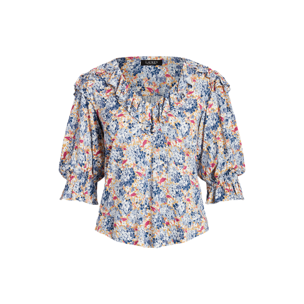 Gebl&uuml;mtes Jersey-Oberteil mit R&uuml;schen Lauren in 1