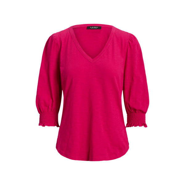 Cotton Slub Jersey Puff-Sleeve Tee Lauren 1