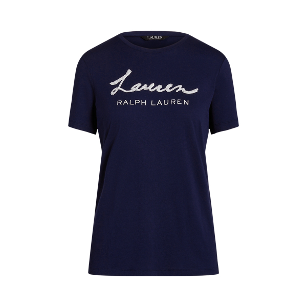 Sequinned Logo Jersey Tee