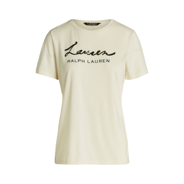 Sequinned Logo Jersey Tee Lauren 1